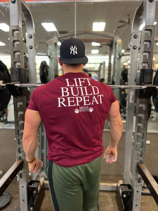 LIFT BUILD REPEAT Maroon Tees