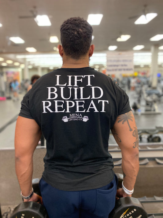 LIFT BUILD REPEAT Black Tee